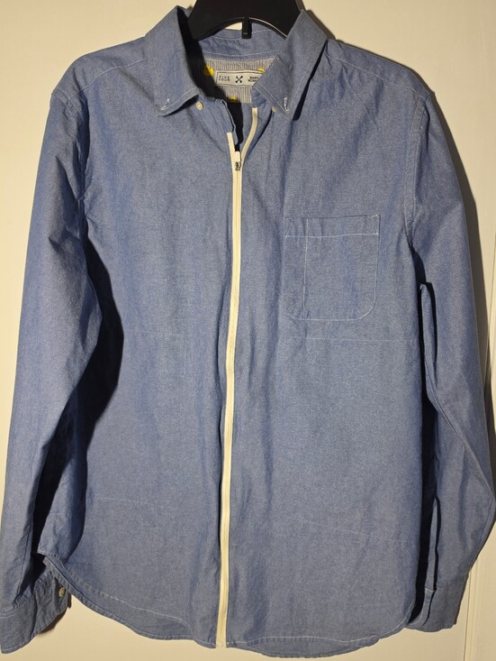 Five Four Other - Five Four Light Blue Zip-Front Shirt Jacket